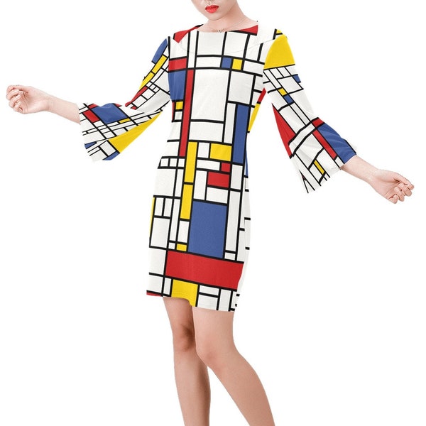 Mod Dress, Retro Dress, Vintage Style Dress, Mondrian Dress, Mod 60s, 60s Shift Dress, Vintage style dress, Geometric dress , Red Blue Dress