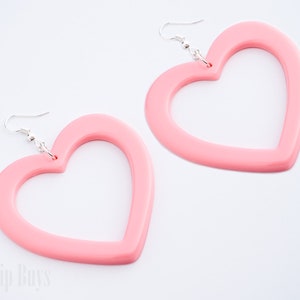 Pink Blush 70MM Heart Hoop Earrings