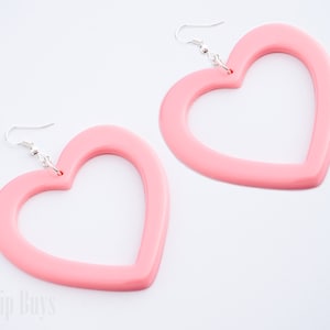 Pink heart cheap hoop earrings