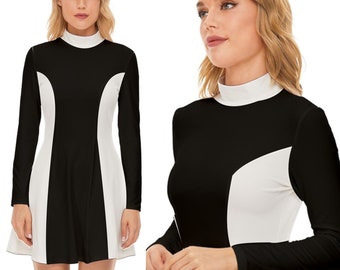 60s Dress Style, Mod Dress, Black Mod Dress, Black White Color Block Dress, GOGO Dress, 60s style dress, 60s mini dress, Retro Dress