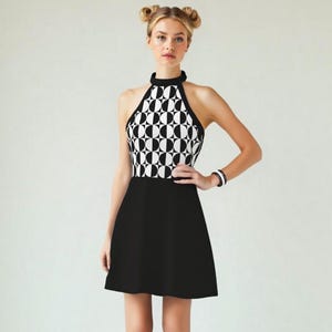 60s Dress Style, 60s Black Mod mini dress, 60s inspired Mod dress, 60s Geometric Dress, Gogo mini dress, Mod Black Dress, 60s gogo dress