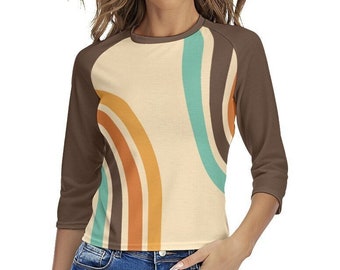 Chemise raglan rétro, t-shirt raglan, chemise raglan, chemise de style années 70, chemise raglan pour femme, chemise hippie, chemise inspirée des années 70, chemise de baseball