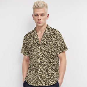 Men&#39;s Leopard Print Shirt, Sexy Shirt Men, Men&#39;s Shirt, Men&#39;s Deep V-neck Shirt, Men&#39;s Casual Shirt, Men&#39;s Dress Shirt, Men&#39;s Button Down