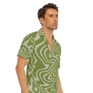 Vintage 70s style shirt, Retro Shirt Men, Green Groovy Shirt Men, Hippie Shirt Men, Men&#39;s Green shirt, 70s Shirt Men, 70s inspired shirt
