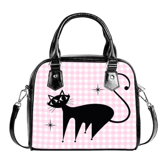 50s Retro Cat Handbag Retro Bag Retro Handbag Cat Purse Pink Gingham Purse women s Bags women s Purse animal Print Handbag small Handbag Etsy UK