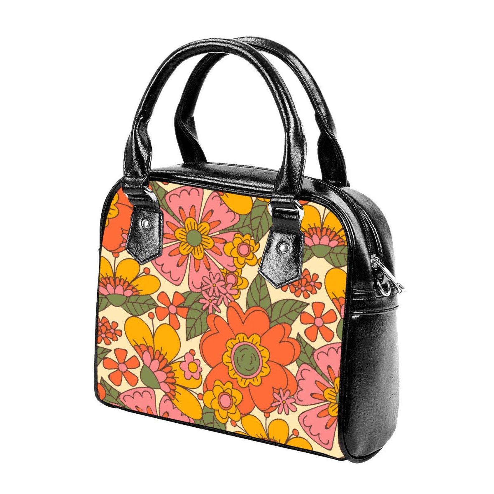 Retro Handbag 70s Style Purse 70s Style Handbag Floral Etsy