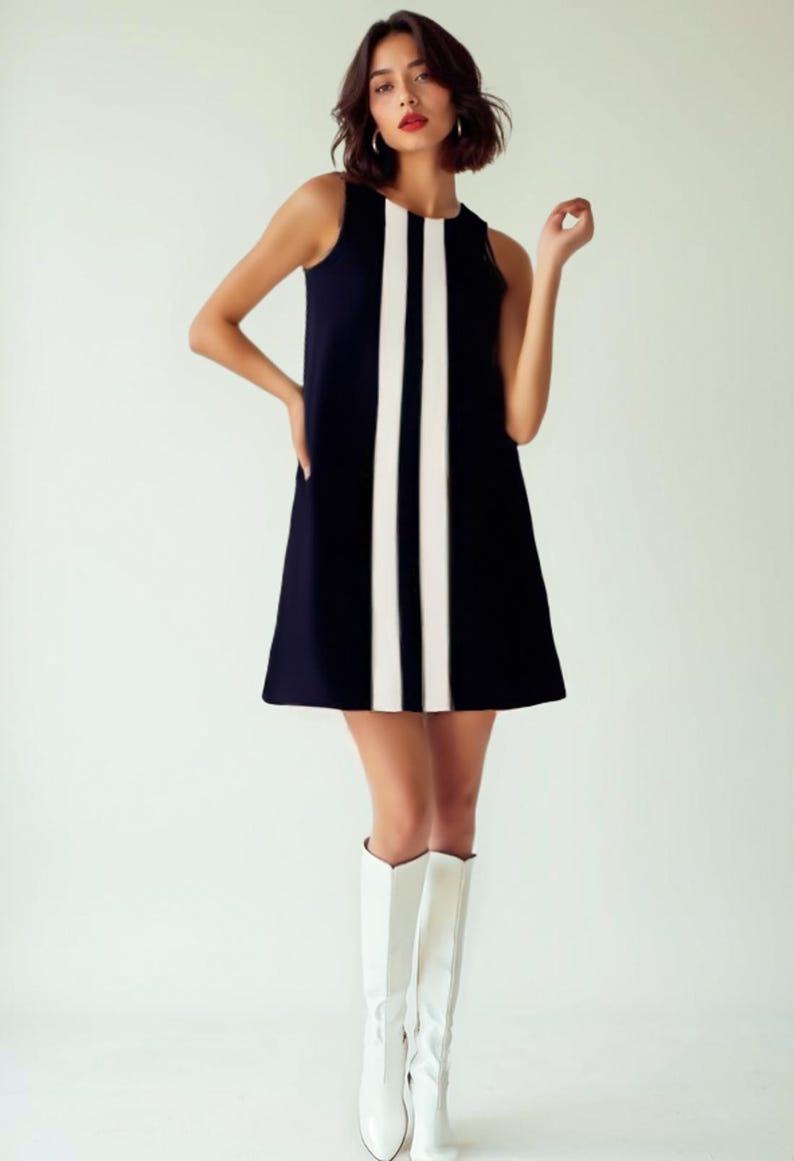 60s Dress Style, 60s Mod Mini Dress | Black Gogo Dress, Black ...