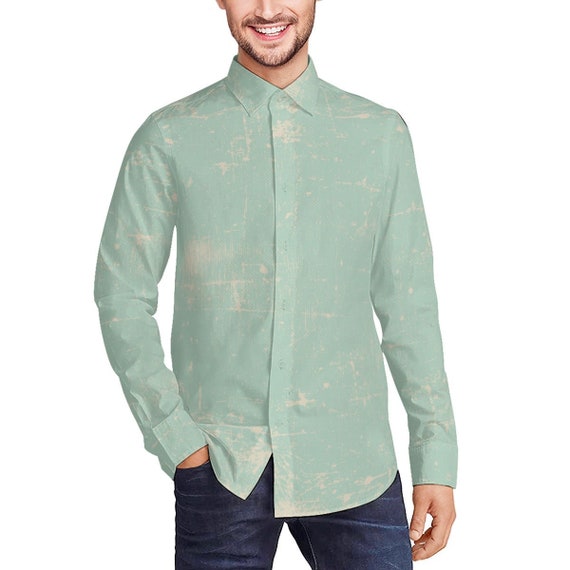 Chemise vert menthe Chemise grunge Haut vert pour homme Chemise abstraite pour homme Chemise avant gardiste Chemise style rocker Chemise de ville verte Chemise artistique pour homme Etsy France