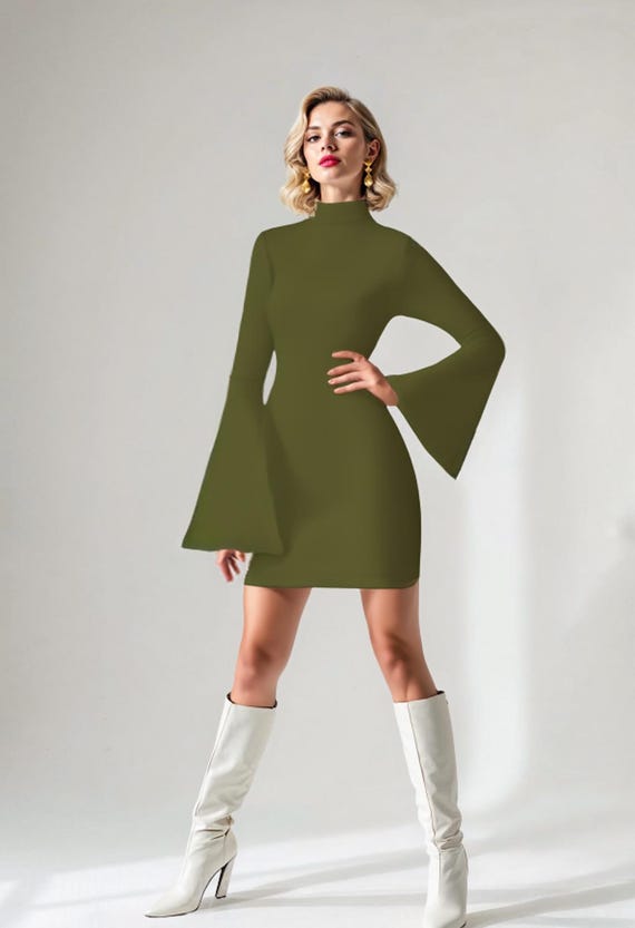 green emerald velvet dress Samantha A-Line 60s-Inspired Dress 60's Floral / Xs