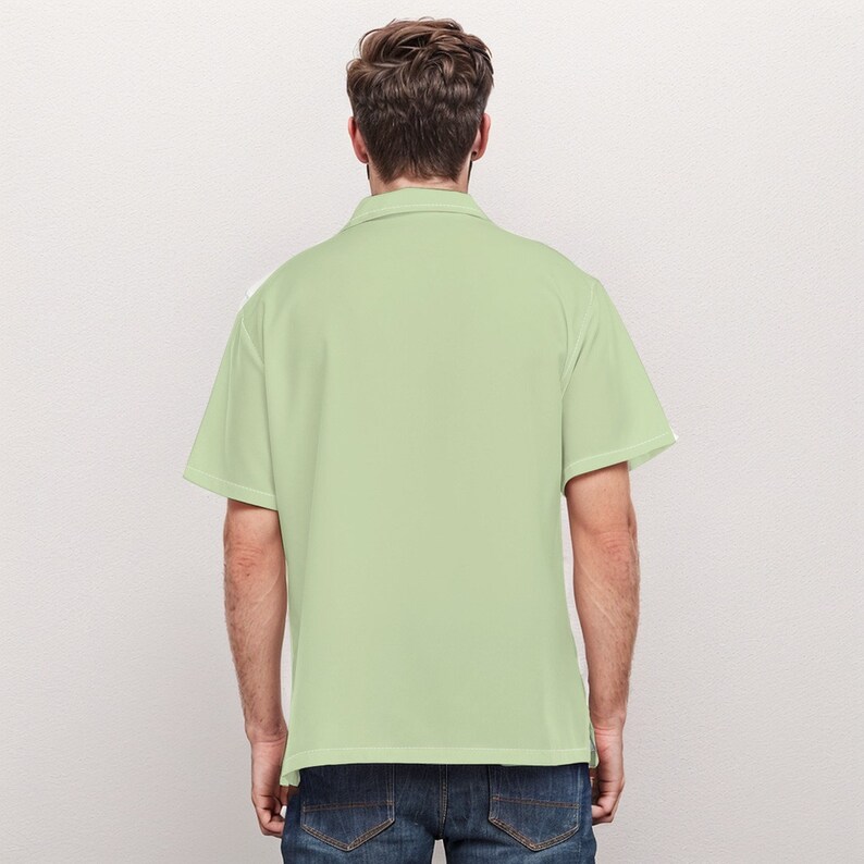 Mint Green Shirt Men, 60s Shirt style men, Retro Shirt Men, Vintage Style Bowling Shirt, Vintage 60s style shirt, Vintage Style Top image 5