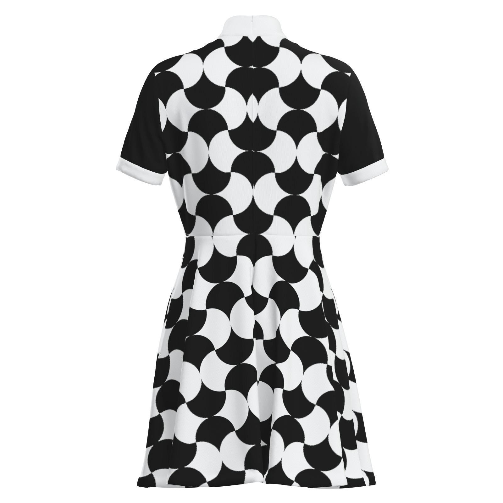 Mod Dress, 60s Dress Style, Black Mod Dress, Black and White Color Block Dress, GOGO Dress, 60s style Dress, mini Dress, Opt Art Retro Dress