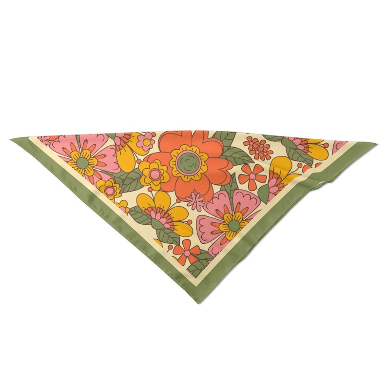 Large Scarf, Large Square Scarf, Retro Scarf Women, Vintage inspired Scarf, Boho Scarf, imitation Silk Scarf, 60s 70s Scarf Style, Bandana image 2