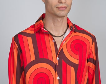 Générique Chemise Hippie Homme Annee 70, Paillettes Homme Vetement Annee 70 Chemise De Fete Deguissement Annee 80 Deguisement Leopard Homme Chemise Annee 60 Homme Vetement Hippie