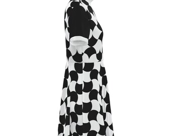 black and white sixties dress Retro Sixties Mod Contrast Circles 1960s A-Line Dress by ArtformDesigns