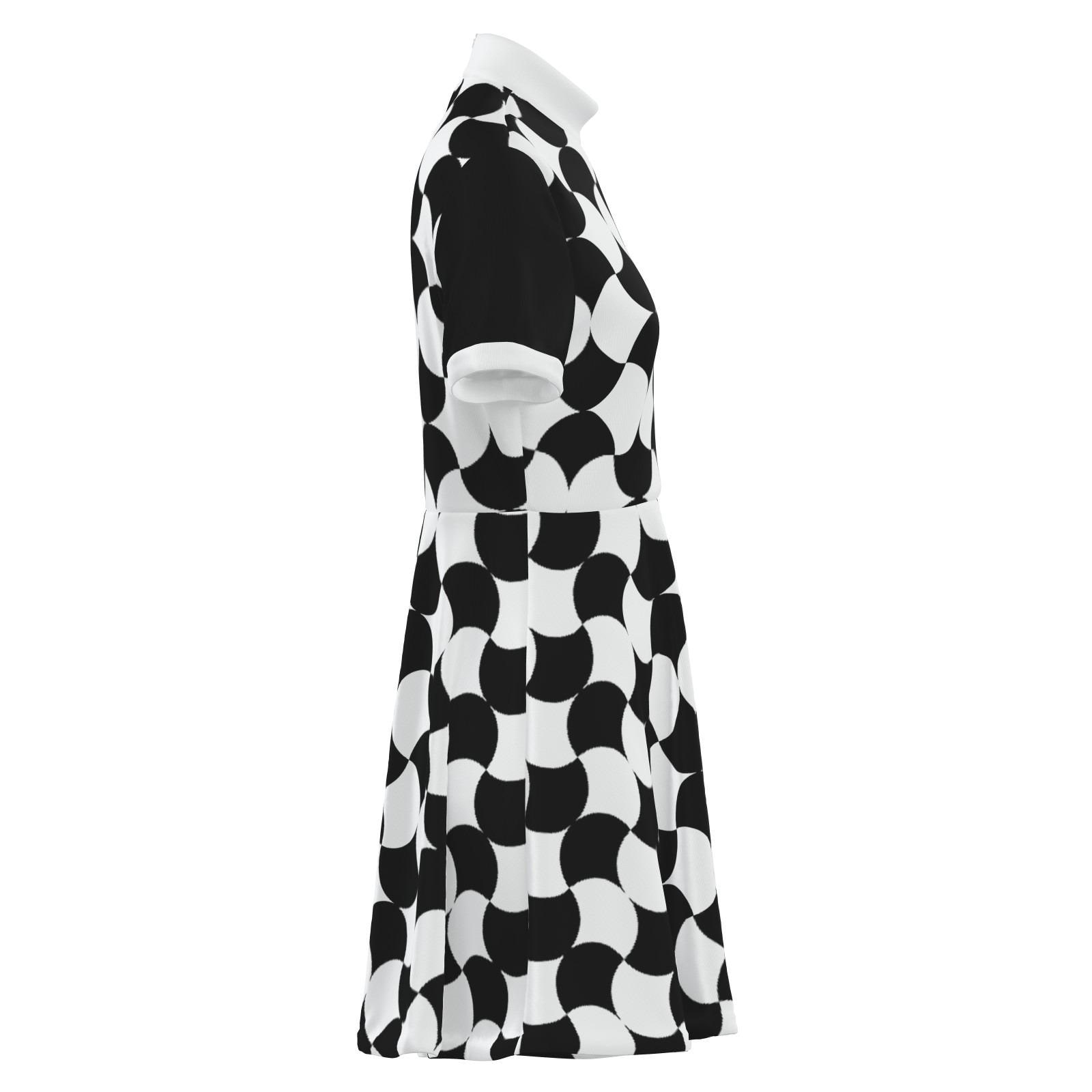 Mod Dress, 60s Dress Style, Black Mod Dress, Black and White Color Block Dress, GOGO Dress, 60s style Dress, mini Dress, Opt Art Retro Dress