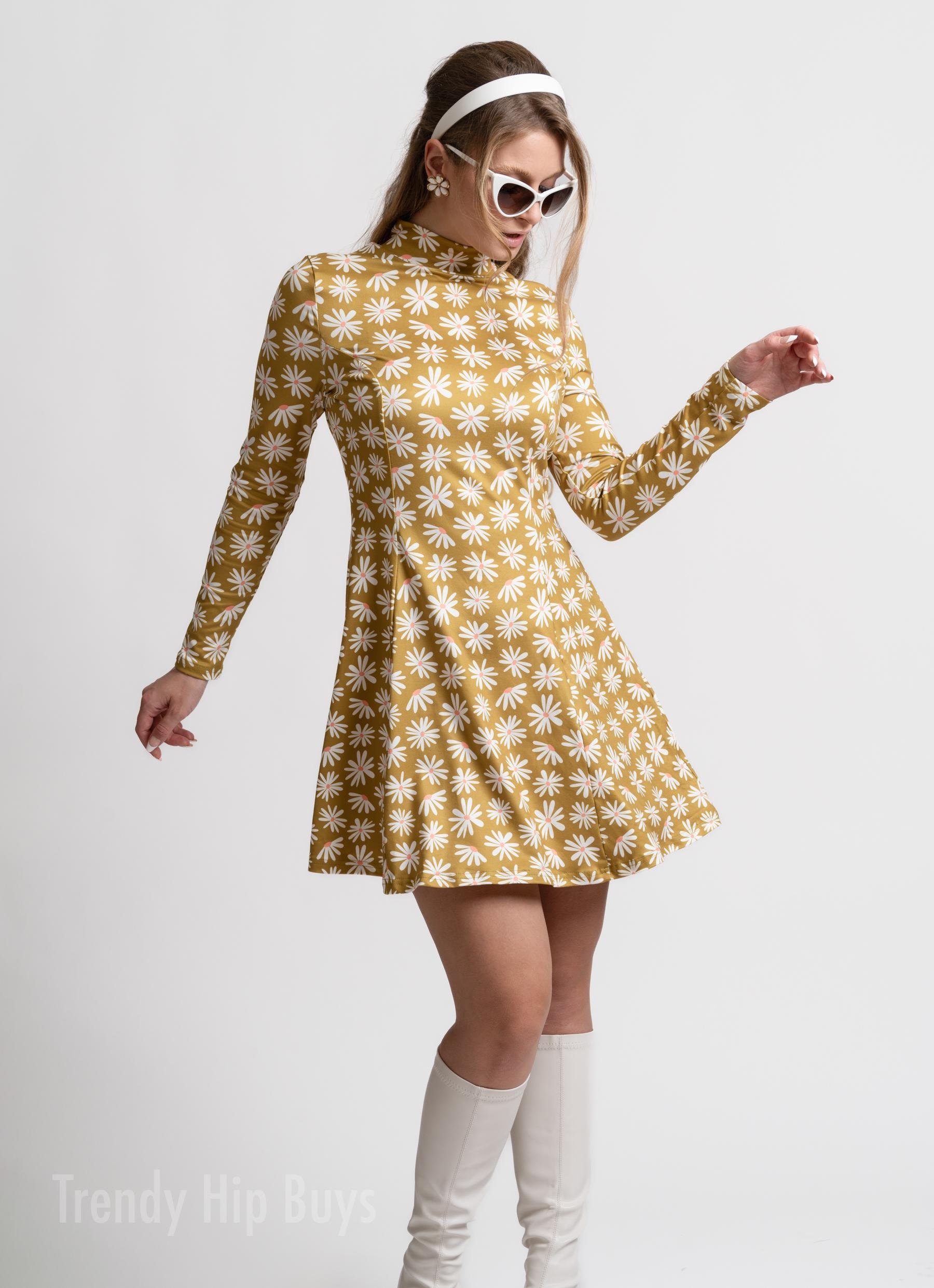 60s Dress Style, Mod Dress, Green Mod Dress, Turtle Neck 60s Dress Style, Mod Dress, Green Mod Dress, Turtle Neck