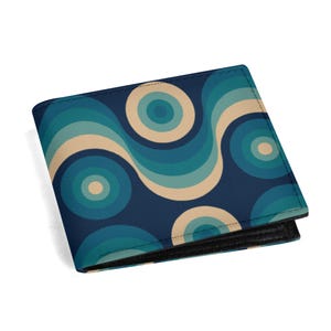 Cartera retro azul verdoso con degradado para hombre / Cartera plegable de inspiración vintage de los años 60 y 70, cartera retro para hombre, regalos para hombres, cartera de estilo vintage