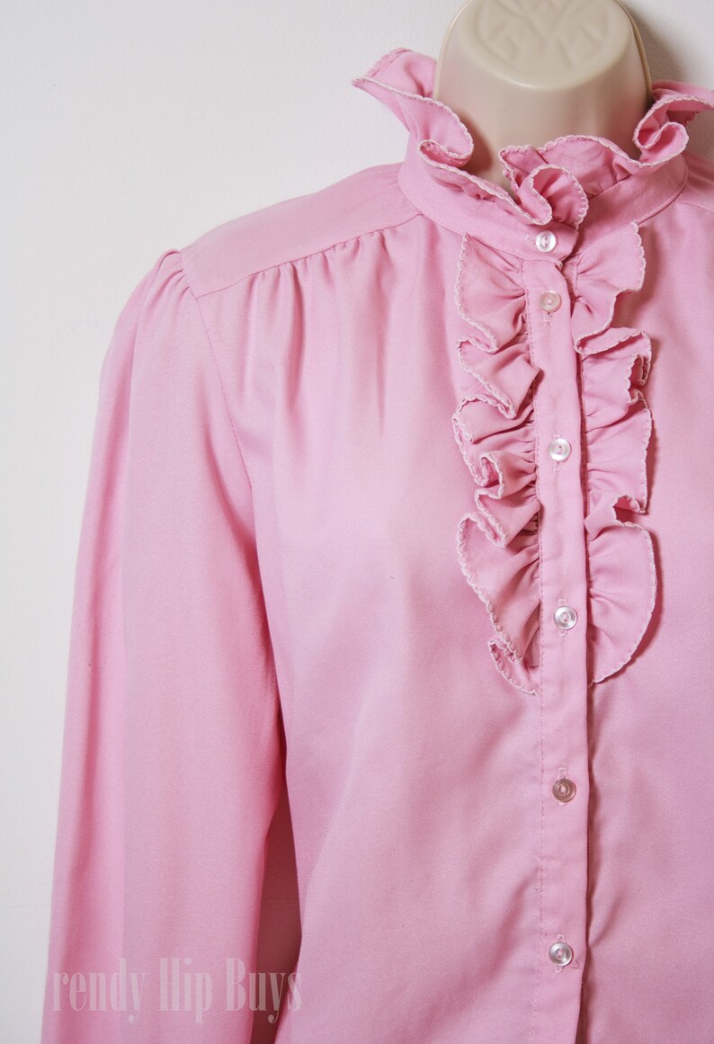 80s Top Vintage Pink blouse Vintage pink Ruffle Top Long sleeve top Vintage ruffle top 80s Blouse Vintage Pink Top Vintage ruffle top