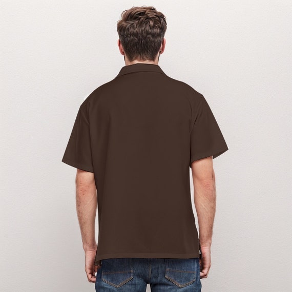トップス 60s 50s Vintage Rayon Line Shirt Brown M 60s 50s Vintage Rayon Line Shirt Brown M