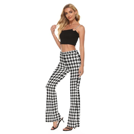 Flare Pants, Houndstooth Pants, Black Houndstooth Pants, Women's