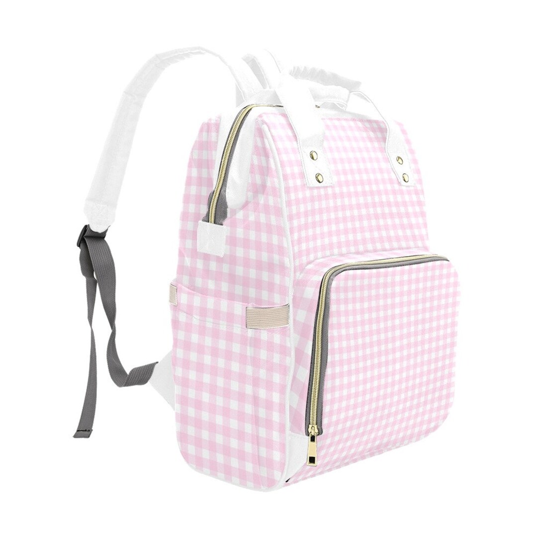 Pink gingham backpack cheap