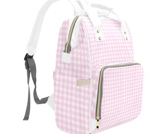 Pink Gingham Backpack, Pink Bag, Gingham Bag, Pink backpack, Retro inspired backpack, Retro Bag, vintage inspired bag, vintage style bag