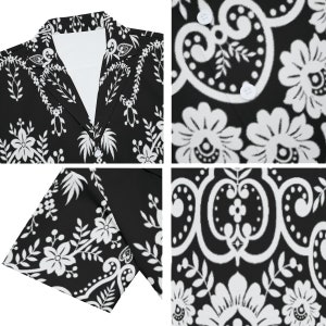Black Floral Shirt Men, Boho Shirt Men, Floral Top Men, Black and White Floral Shirt, Romantic Shirt Men, Retro Shirt Men image 8