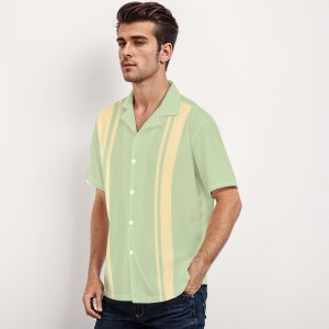 Mint Green Shirt Men, 60s Shirt style men, Retro Shirt Men, Vintage Style Bowling Shirt, Vintage 60s style shirt, Vintage Style Top image 4