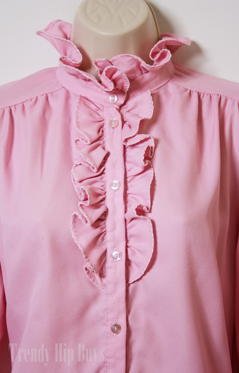 80s Top Vintage Pink blouse Vintage pink Ruffle Top Long sleeve top Vintage ruffle top 80s Blouse Vintage Pink Top Vintage ruffle top