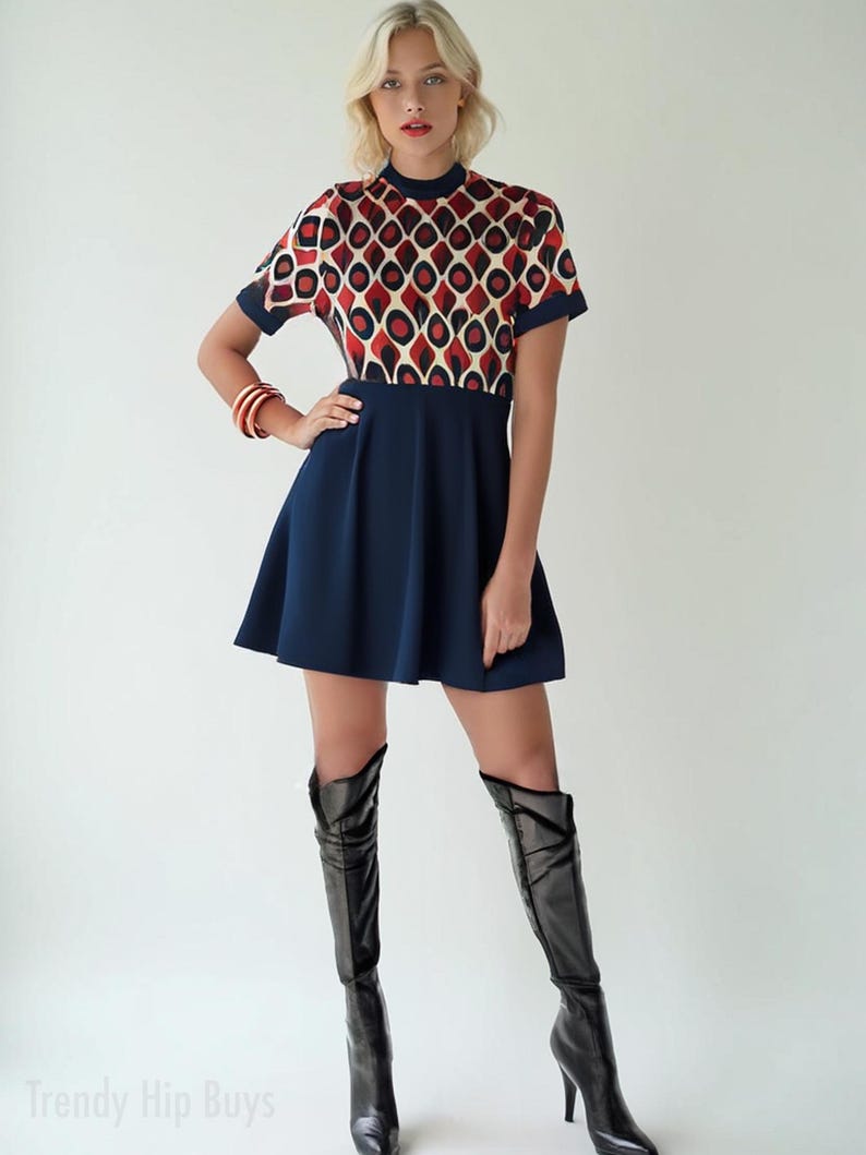 60s dress style, 6s mod dress, 60s turtleneck dres,Geometric dress, op art dress, geometric dres