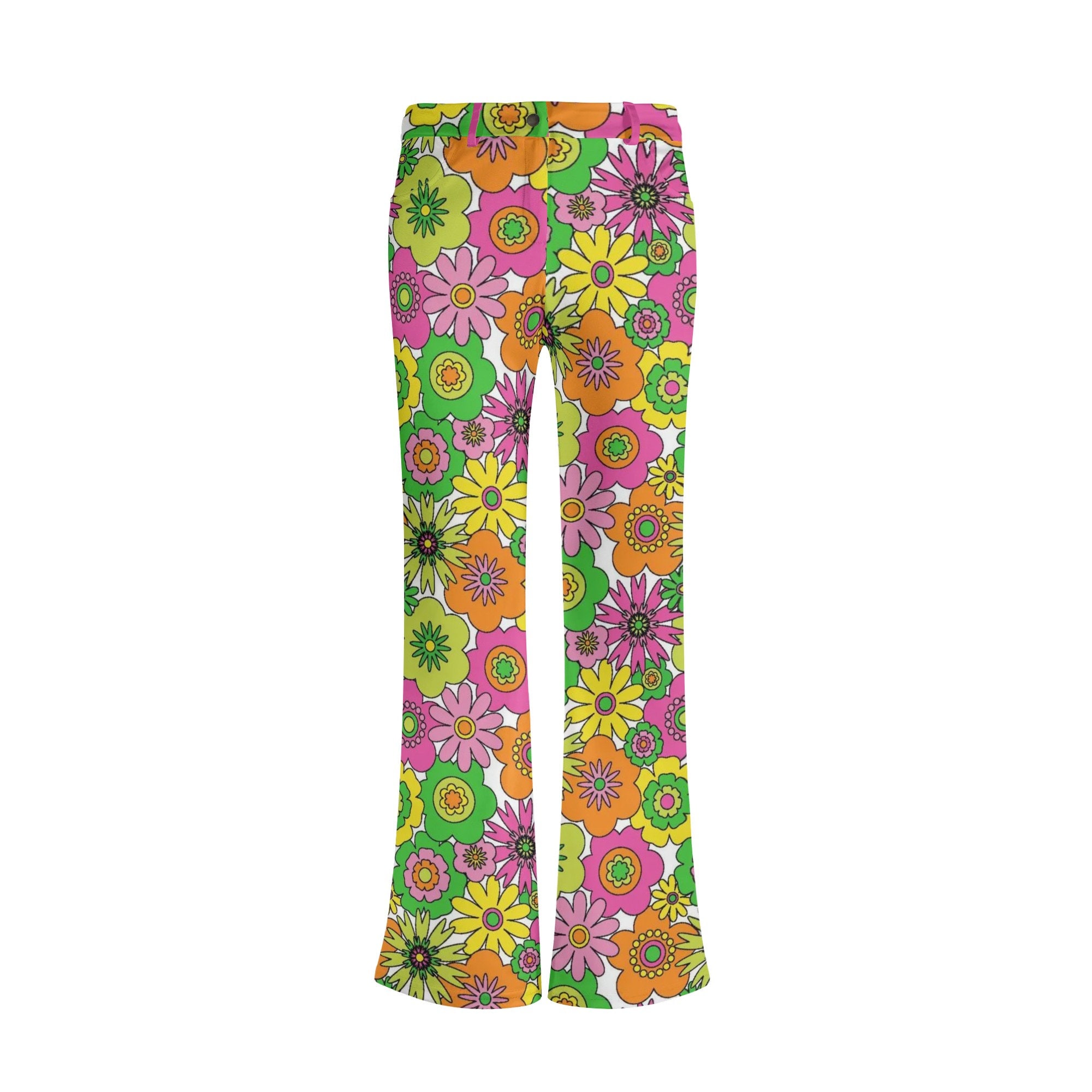 Underwraps Women's 70s Hippy Style Flower Bell Bottom Pants