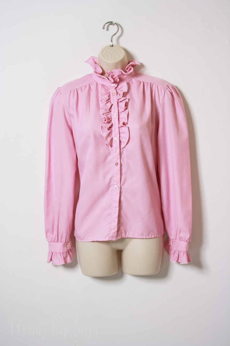 80s Top Vintage Pink blouse Vintage pink Ruffle Top Long sleeve top Vintage ruffle top 80s Blouse Vintage Pink Top Vintage ruffle top