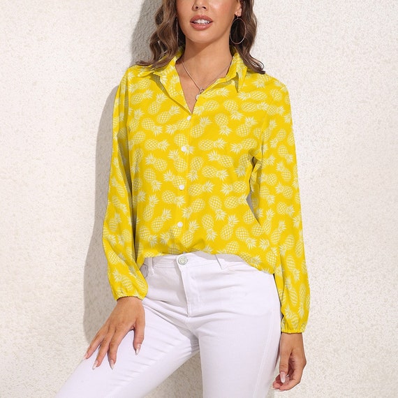 Top de pina amarilla para mujer top amarillo neon blusa de pina para mujer top tropical para mujer top de neon para mujer top de manga larga amarilla para mujer Etsy
