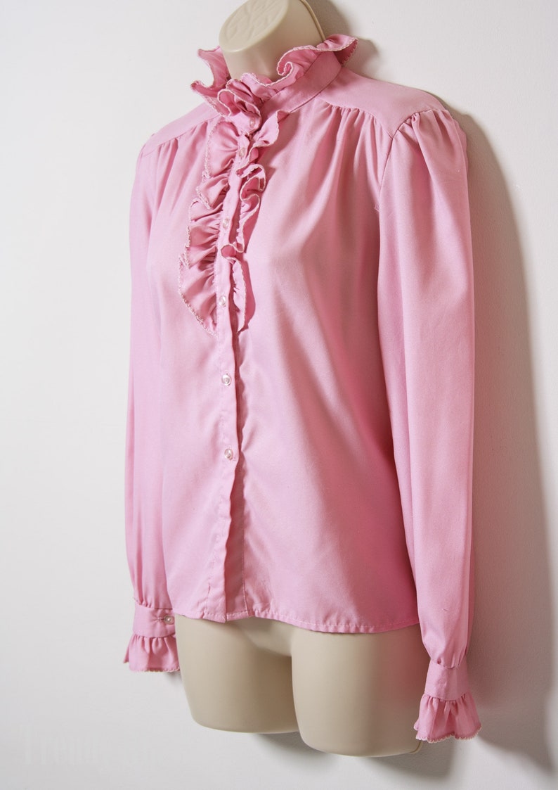 80s Top Vintage Pink blouse Vintage pink Ruffle Top Long sleeve top Vintage ruffle top 80s Blouse Vintage Pink Top Vintage ruffle top