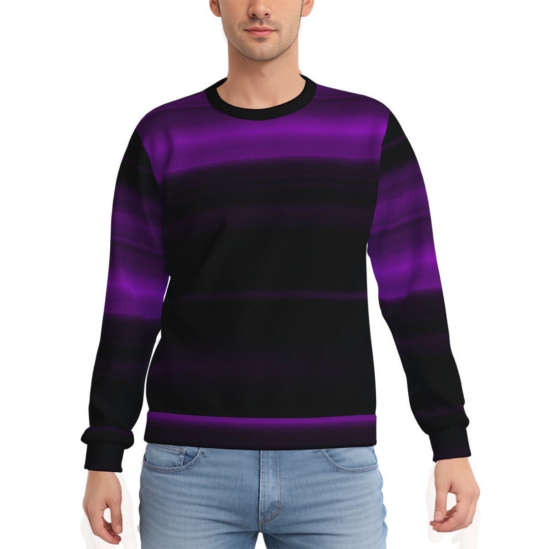 Black Purple Sweater, Ombre Sweater Men, Purple Sweater Men, Fleece ...