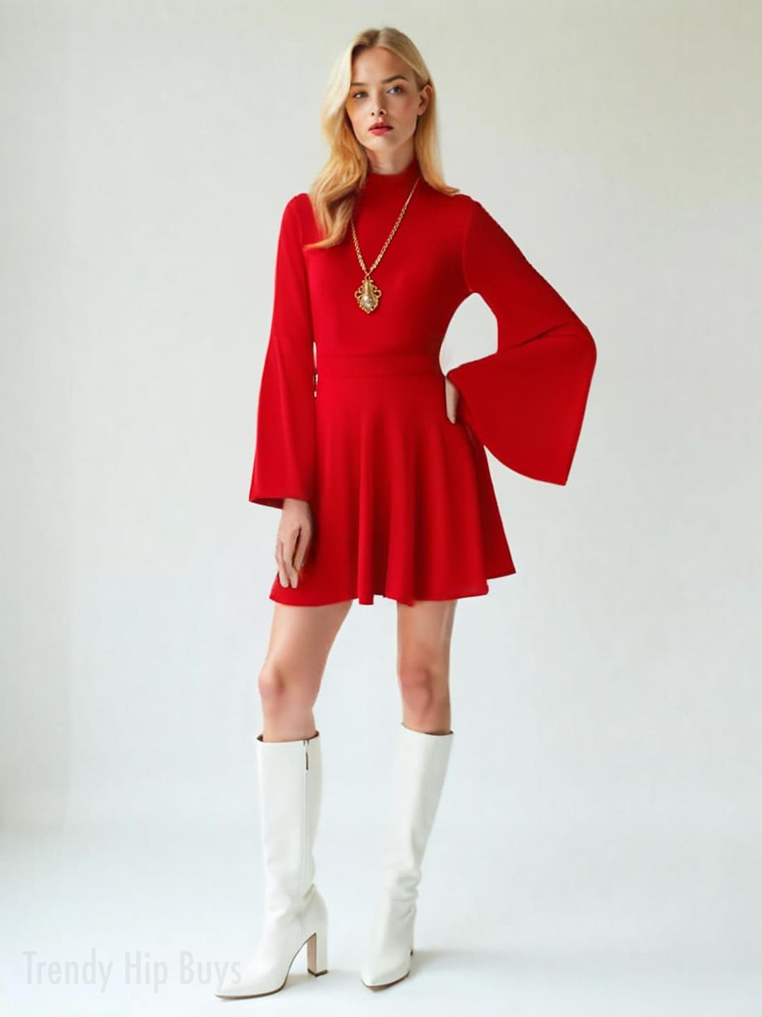 70s red marbled chiffon draped dress
