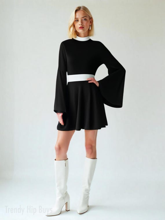 70s black and white dress Black&White 1970s Striped Ruched Spaghetti Strap Dress