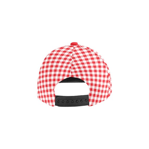 Baseball Cap, Red Gingham Women's Baseball Cap, Red Cap