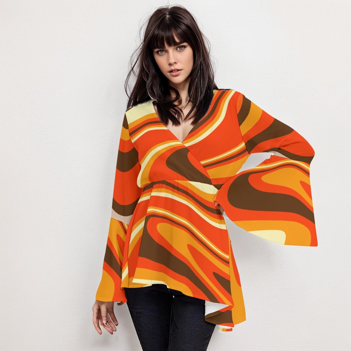 Funky 70s Style Top, Boho Top, Groovy Bell Sleeve Top Women, 70s Disco Top Women, Orange Abstract Stripe Top, Hippie Top, Bohemian Top Women - Etsy UK Funky 70s Style Top, Boho Top, Groovy Bell Sleeve Top Women, 70s Disco Top Women, Orange Abstract Stripe Top, Hippie Top, Bohemian Top Women - Etsy UK