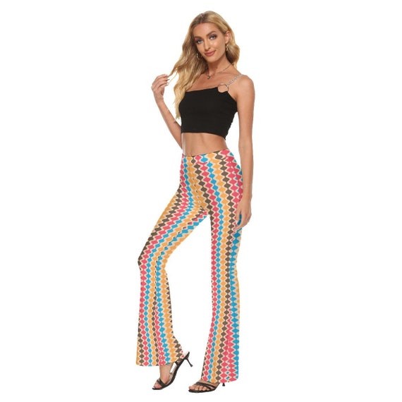 70s Flare Pants 70s Style Flare Pants Funky Stripe Pants Women s Flare Pants Geometric Pants retro Pants 70s Style Pants Wide Leg Pants Etsy Australia