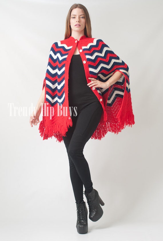 Vintage Poncho, Knit shawl, 70s Poncho, Vintage Na