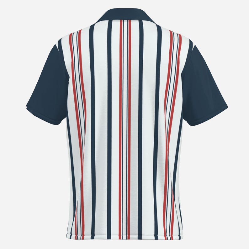 Retro Shirt Men, Vintage Style Shirt, Men’s 50s Style Shirt | Retro Stripe Shirt | Vintage Red White Blue Nautical Shirt, Rockabilly Shirt