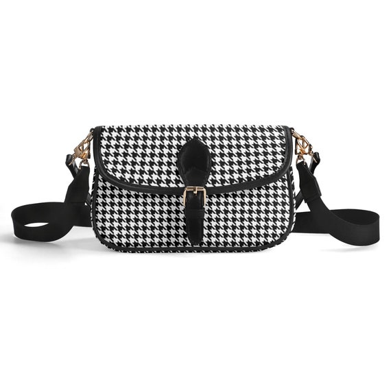 Women s Black Houndstooth Handbag Houndstooth Purse Vintage Inspired Handbag Vintage Houndstooth Bag Black and White Purse Etsy UK