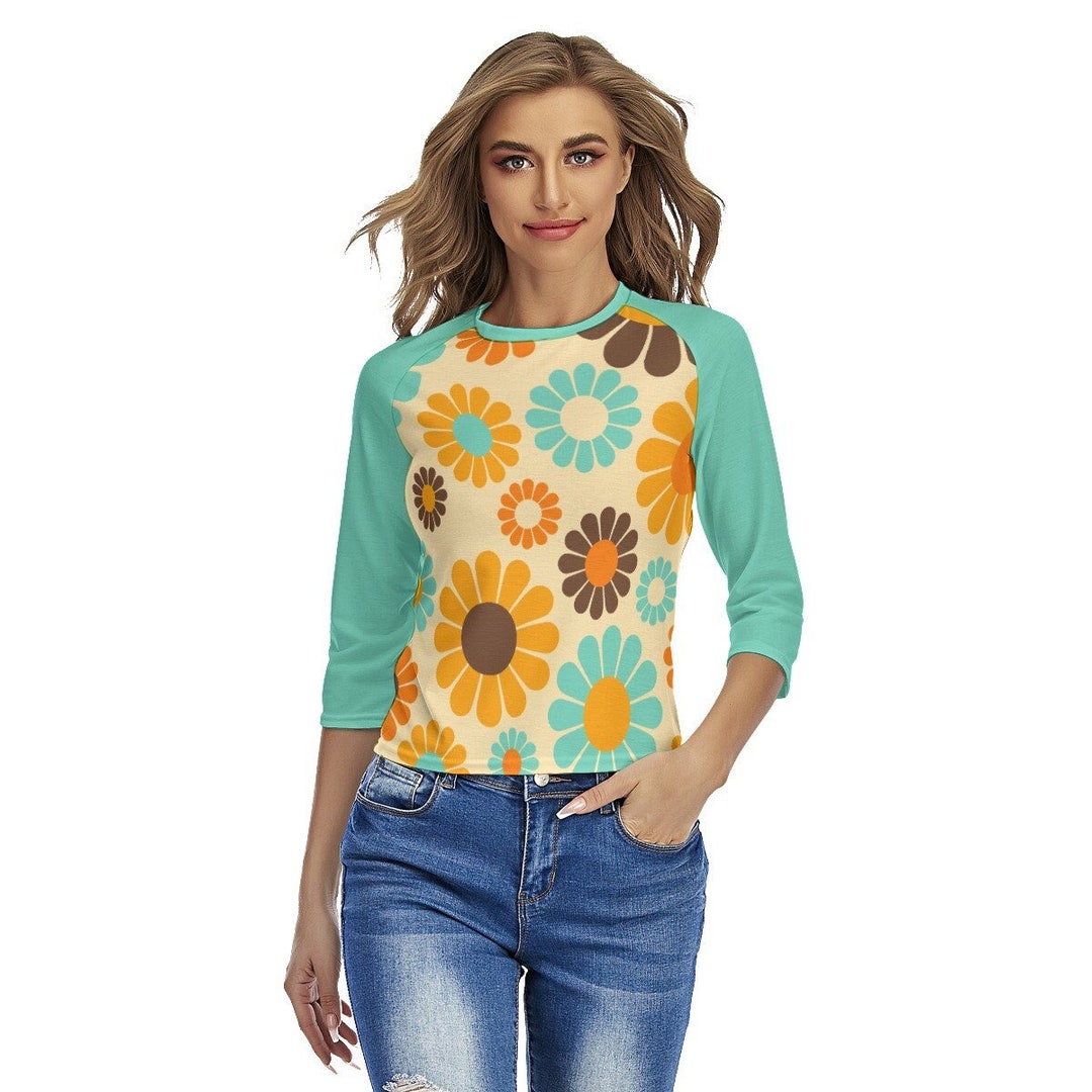 Retro Raglan Shirt, Raglan Tee, Raglan Shirt , Turquoise Raglan Shirt ...