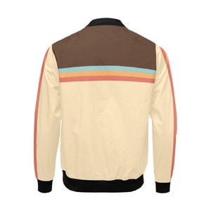 Bomber Jacket Men, Men's Bomber Jacket, Retro Jacket, 70s Style Jacket, Men's 70s Jacket, Retro Brown Stripe Jacket, Stripe Jacket Men image 6
