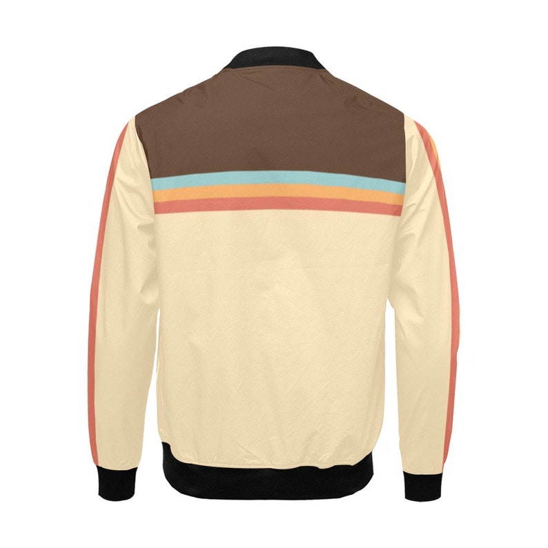 Bomber Jacket Men, Men's Bomber Jacket, Retro Jacket, 70s Style Jacket, Men's 70s Jacket, Retro Brown Stripe Jacket, Stripe Jacket Men image 6