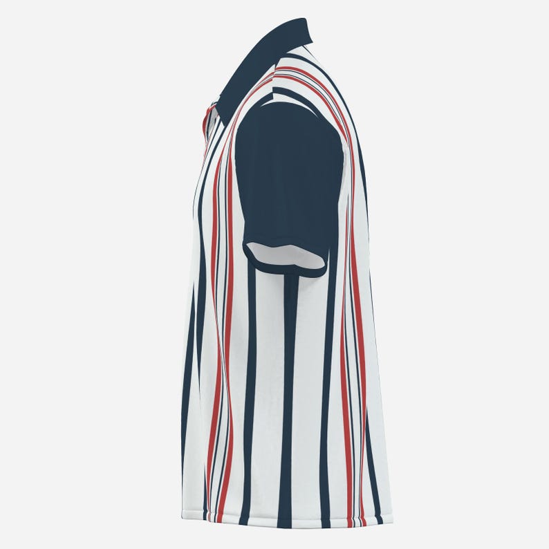 Retro overhemd heren, overhemd in vintage stijl, overhemd in jaren 50-stijl heren | Retro gestreept overhemd | Vintage rood wit blauw nautisch shirt, rockabilly-shirt afbeelding 6