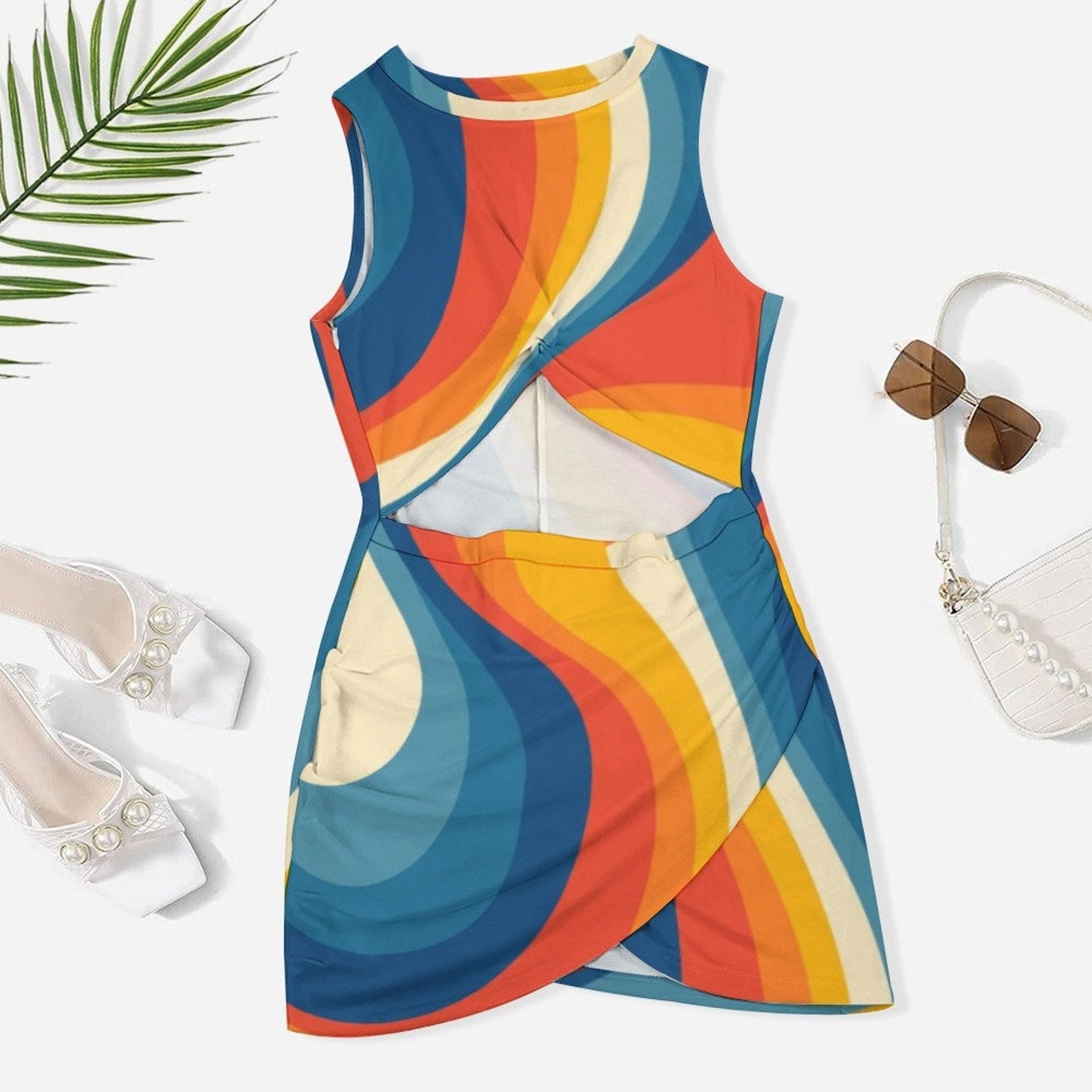 Hippie Dress, Retro Stripe Dress, GOGO Dress