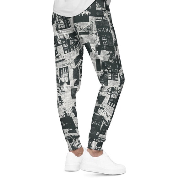 Buy Black Sweatpants Men Sweatpants for Men Edgy Street Sweatpants Hiphop Sweatpants Hipster Sweatpants Newspaper Print Pants Online in India Etsy