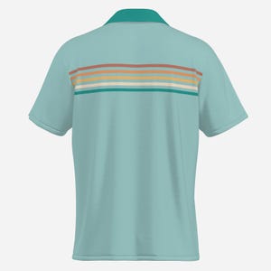 Vintage Style Shirt Men, 50s Style Shirt, Blue Rockabilly Shirt, 50s inspired shirt men, Retro blue Stripe Shirt, Retro Bowling Shirt Men
